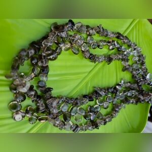 Smokey Quartz Gemstones Necklace Multi-strand Beaded Jewelry Handcrafted